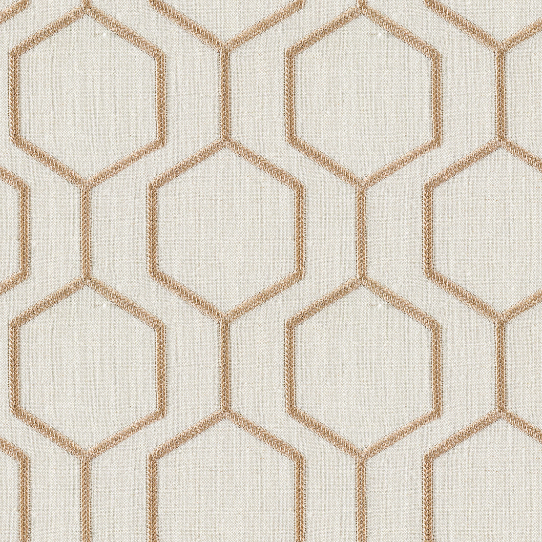 Drapery Hexagon Fabric |Rust and khaki Color| Sold by Beautiful Windows Elgin