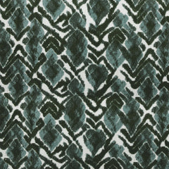 Patterned fabric with geometric design in shades of green and black.