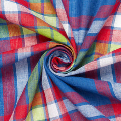 Hooten Royal Blue Plaid Madras Fabric-100% Cotton Fabric-Sold By The Yard-Width 58/60 Inches Wide