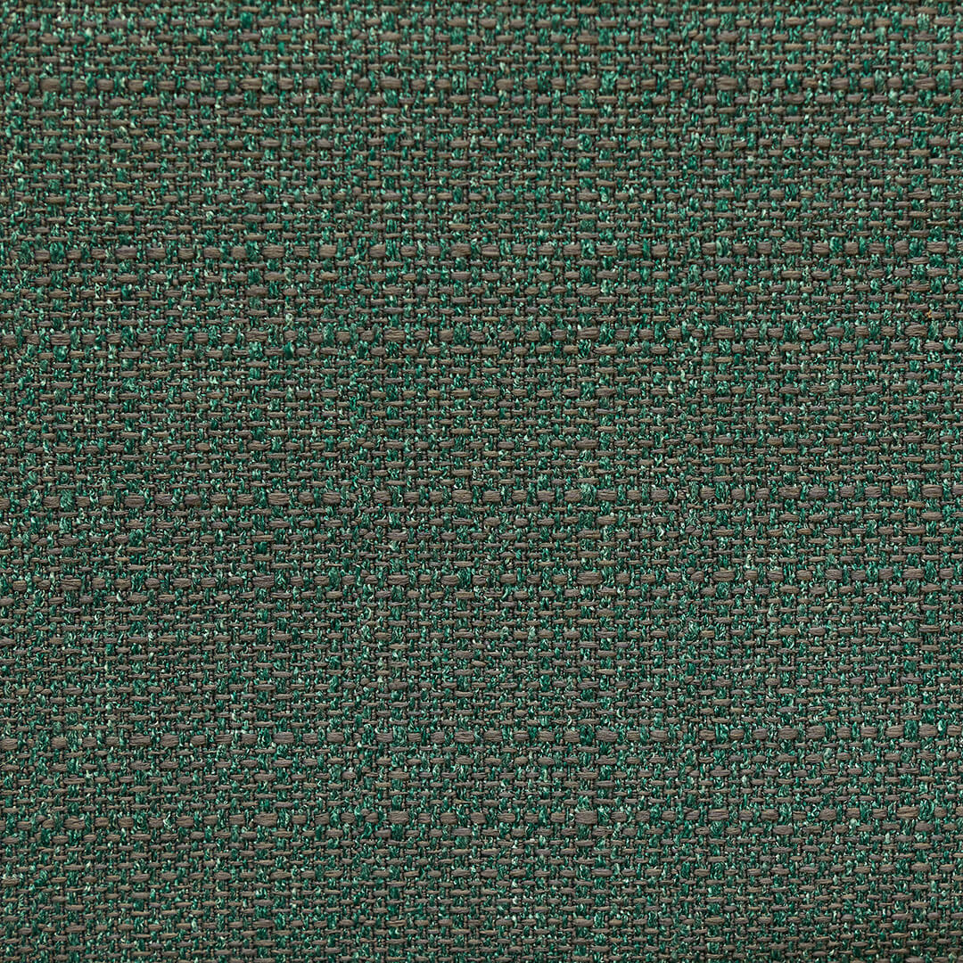 A close-up of a dark green woven fabric texture with a heathered, ribbed pattern.