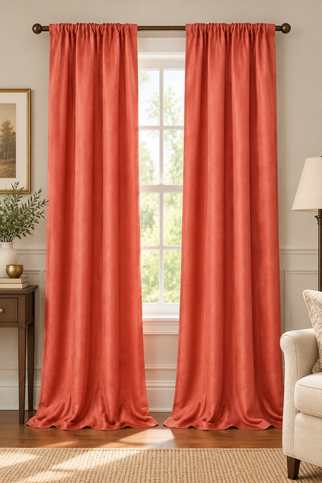 Red Curtain Panel – 5" Rod Pocket, No Header, 47" Wide