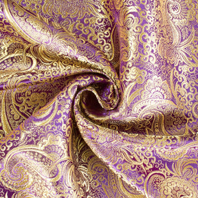 PURPLE-GOLD PAISLEY BROCADE FABRIC