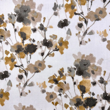 SAKURA BROWN FLORAL WHITE FABRIC