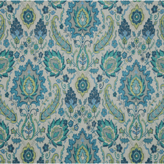 LARGE-SCALE IKAT FLORAL DESIGN IN BLUE GREEN FABRIC