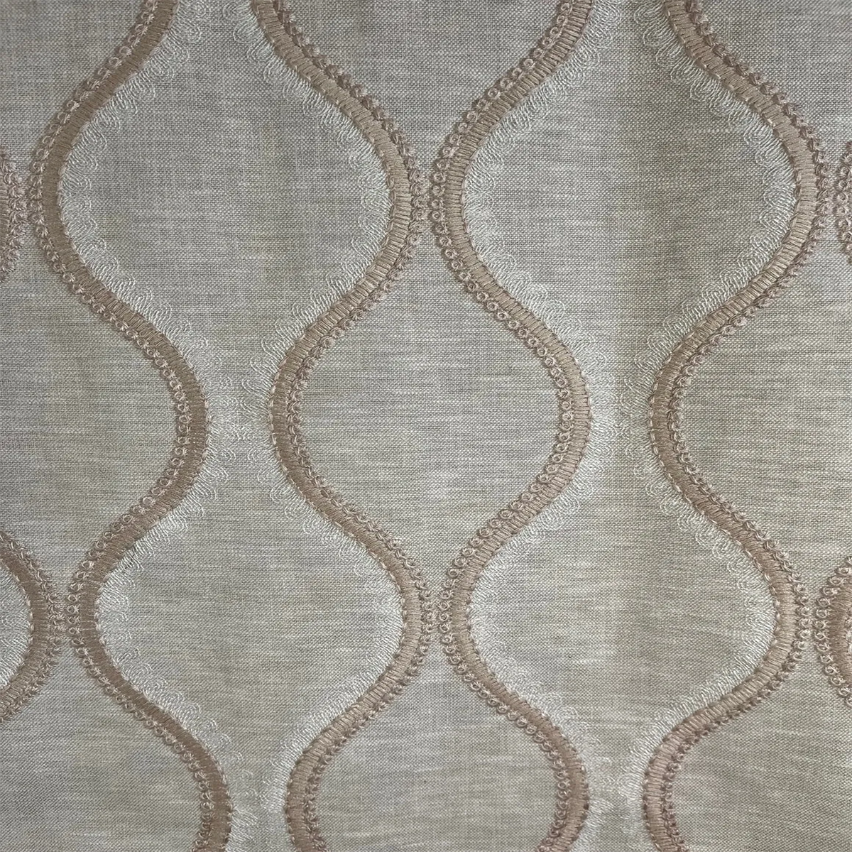 Sanjay Medallion Window Curtain—Beige Fabric—96% Polyester 4% Linen—Sold by The Yard—54" Inches Wide