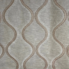 Sanjay Medallion Window Curtain—Beige Fabric—96% Polyester 4% Linen—Sold by The Yard—54" Inches Wide