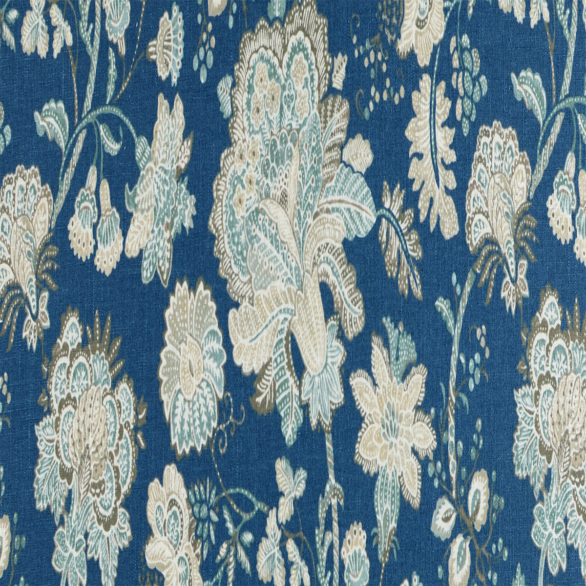 Helmsley Floral—Indigo Blue Drapery Fabric— 100% Cotton-Durable—Multi-Purpose — Long-Lasting—Sold by The Yard—54" Inches