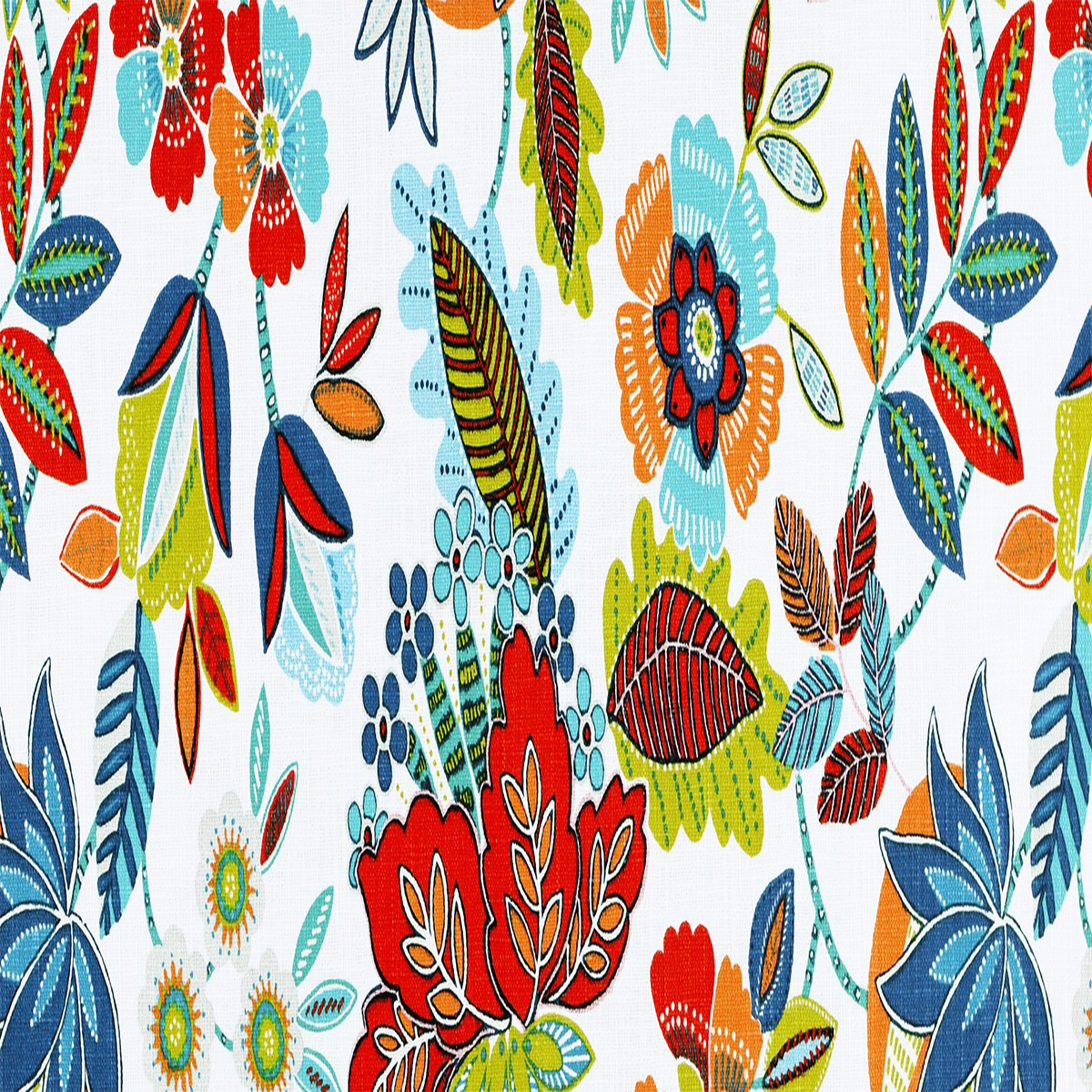 Regatta White Floral—Window Curtain  Fabric—100% Cotton—Sold By the Yard—Width 52" Inches Wide