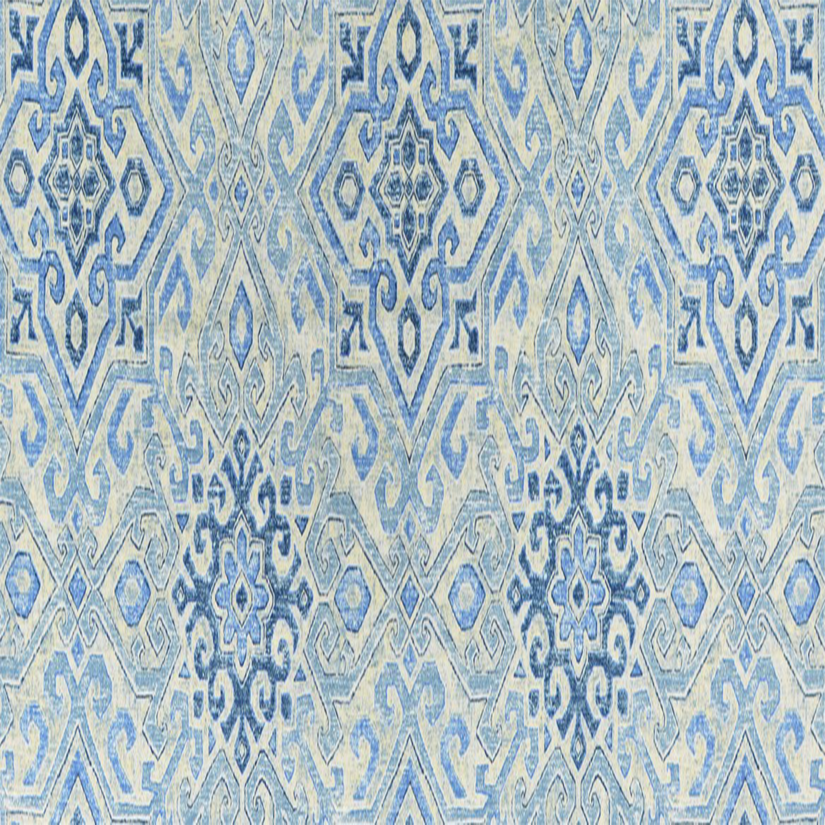 Becca Denim Blue Southwestern Diamond Curtain Fabric—100% Polyester—54" Wide