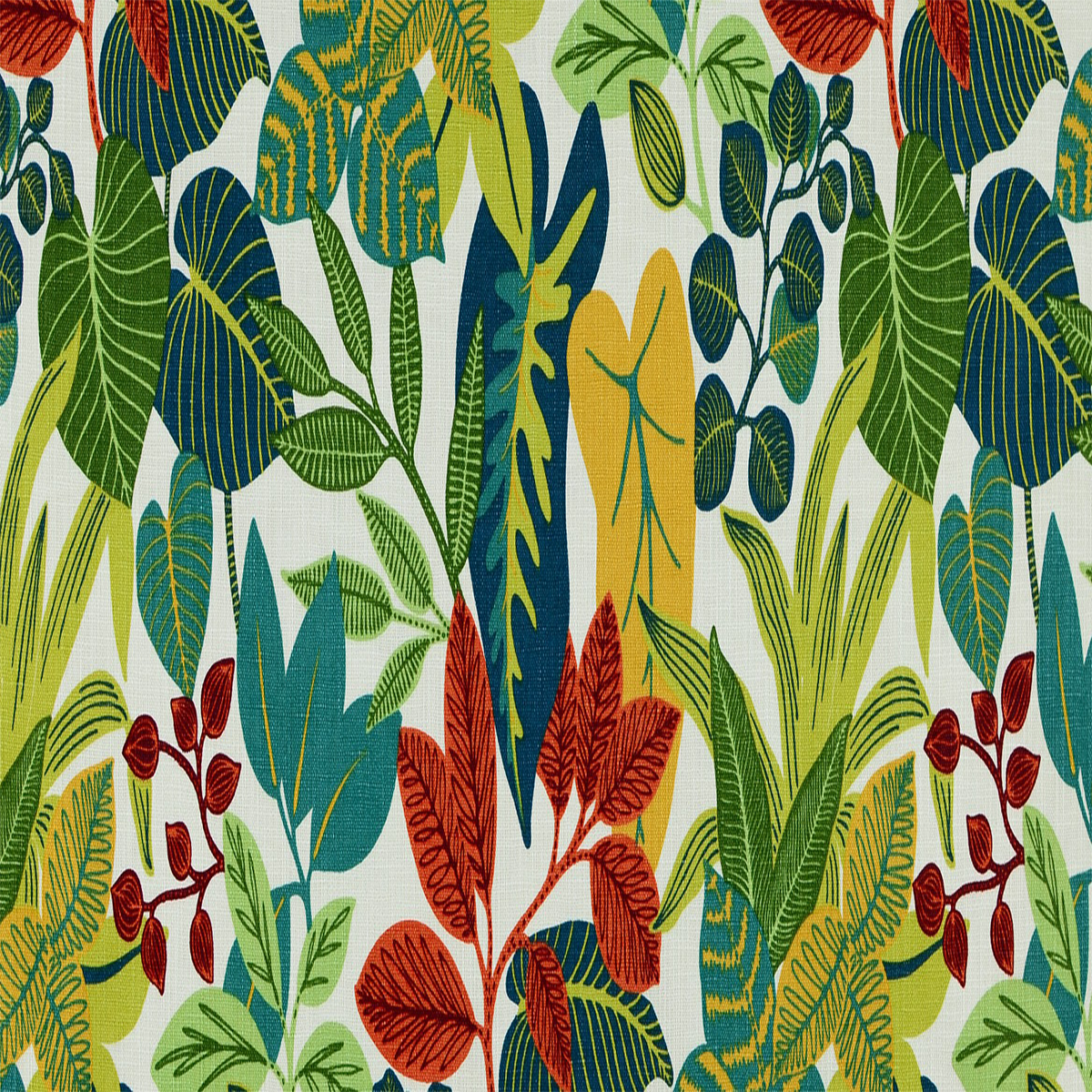 Multi-Color Fabric—Leaf Jungle Designs—100% Cotton—52"inches Wide—Sold by the Yard—Nationwide Shipping