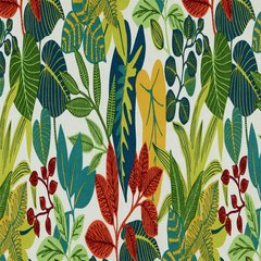 Multi-Color Fabric—Leaf Jungle Designs—100% Cotton—52"inches Wide—Sold by the Yard—Nationwide Shipping