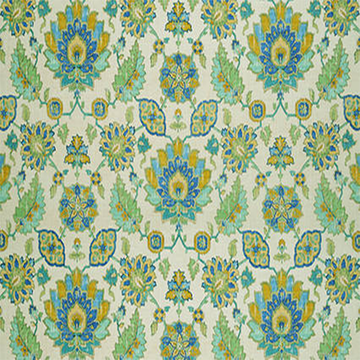 ANDORRA GREEN BLUE LINEN DRAPERY FABRIC