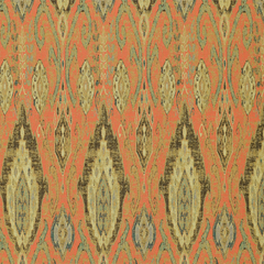 Mybecca Terracotta—Ikat Floral—Decorative Fabric—100% Cotton—Sold by The Yard—54" Inches Wide