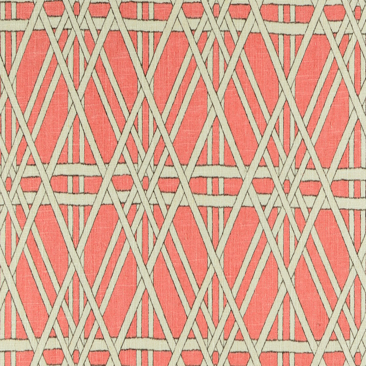 SELENA CORAL LATTICE LINEN DRAPERY FABRIC