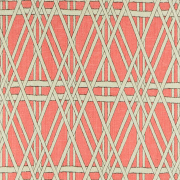 SELENA CORAL LATTICE LINEN DRAPERY FABRIC