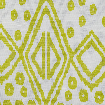 TRIBAL CHARTRUESE GREEN & WHITE DRAPERY FABRIC