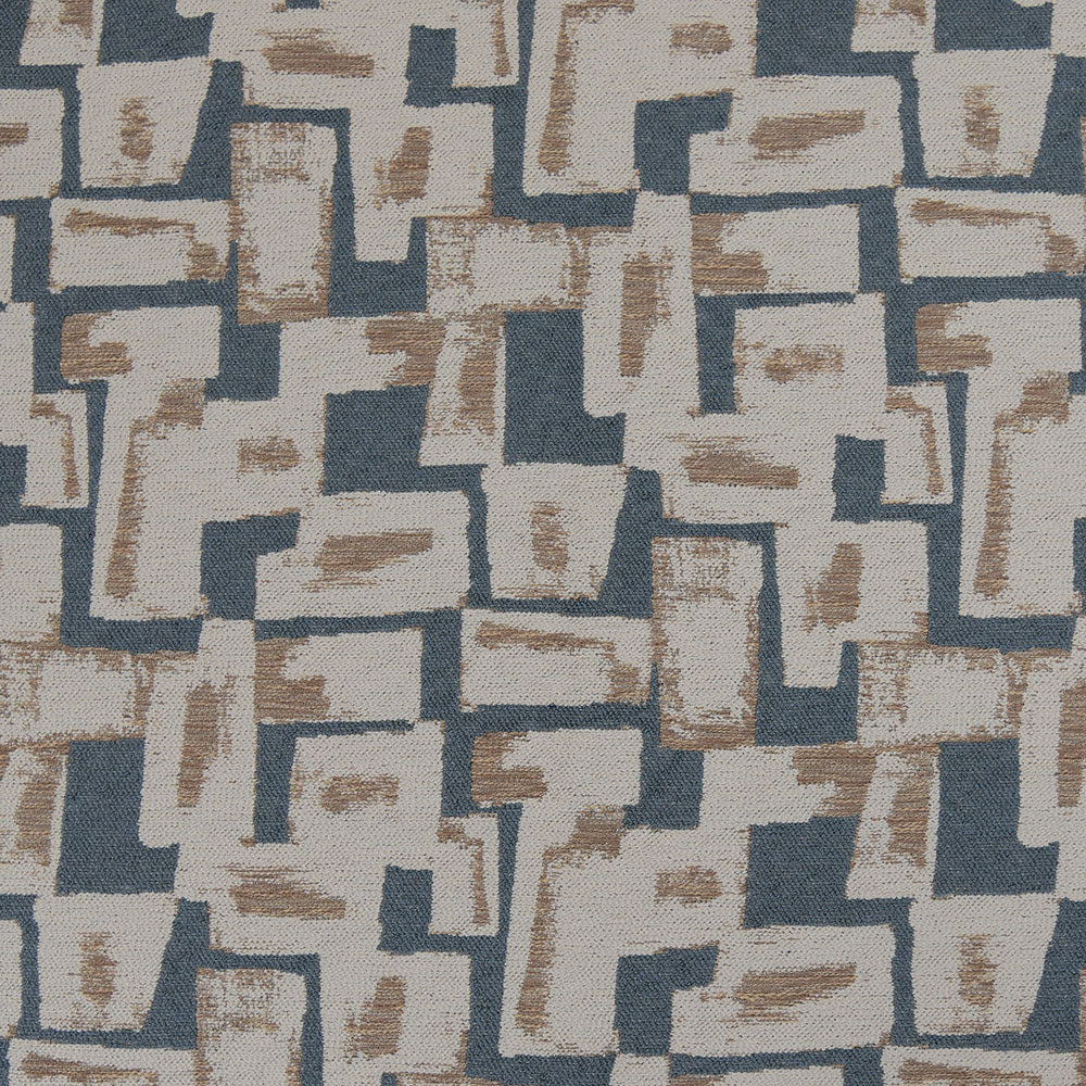 Copenhagen—High-Quality Fabric—Blue-Off-White-Brown—95% Polyester 5% Linen—Sold by The Yard—54" Inches Wide