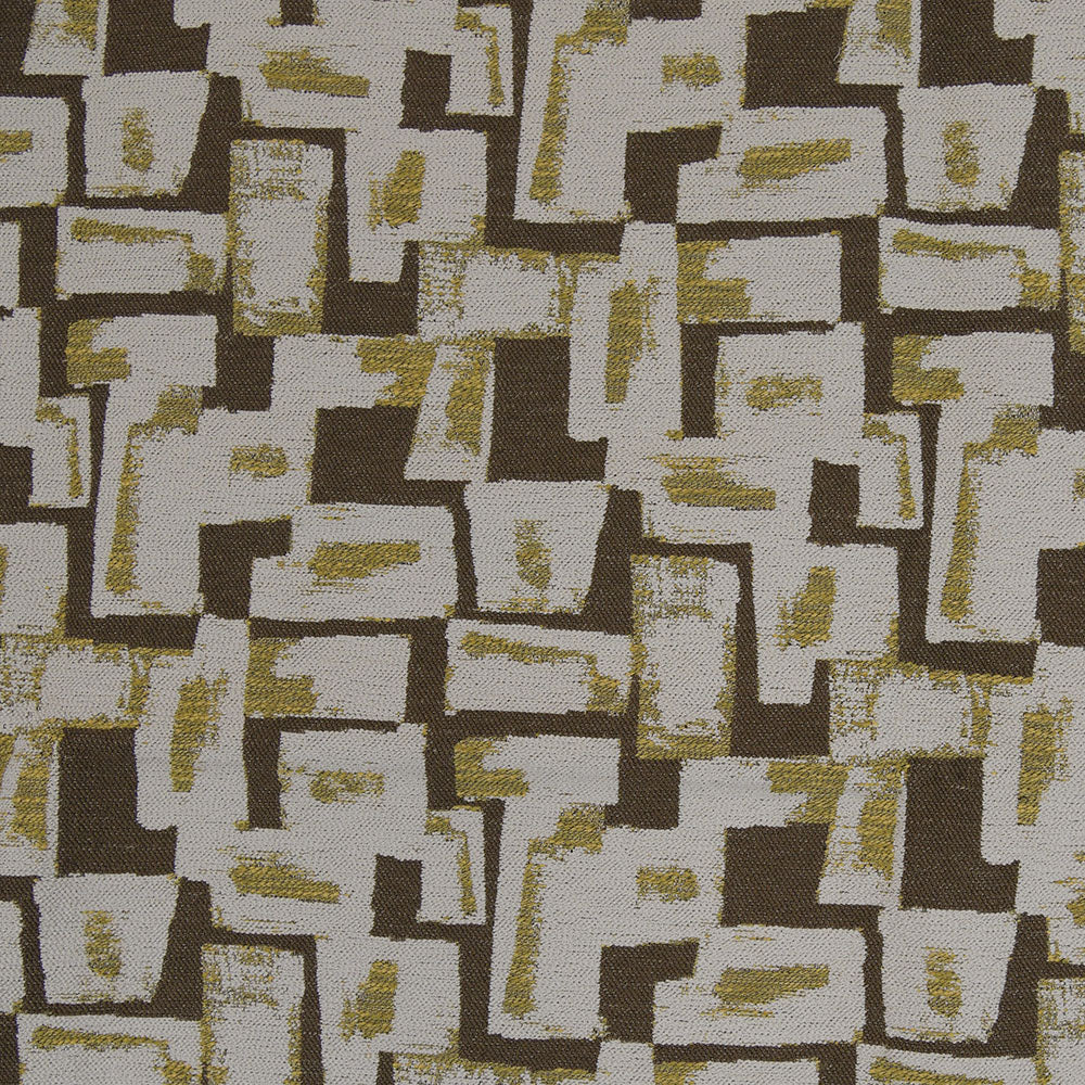 High-Quality Geometric—Latte Brown-Beige -Gold—100% Polyester—Sold by The Yard—54" Inches Wide
