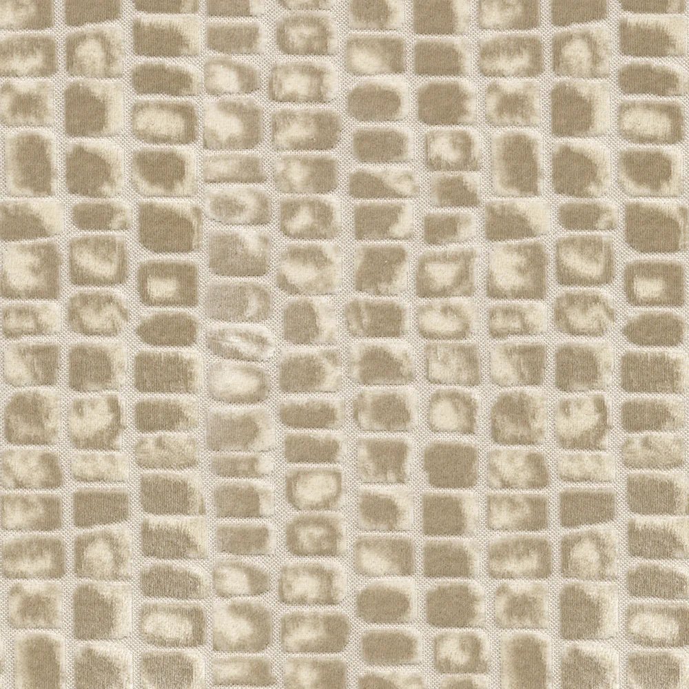 Zuri – Beige Crocodile Velvet Fabric (100% Polyester) fabric with embossed reptile texture