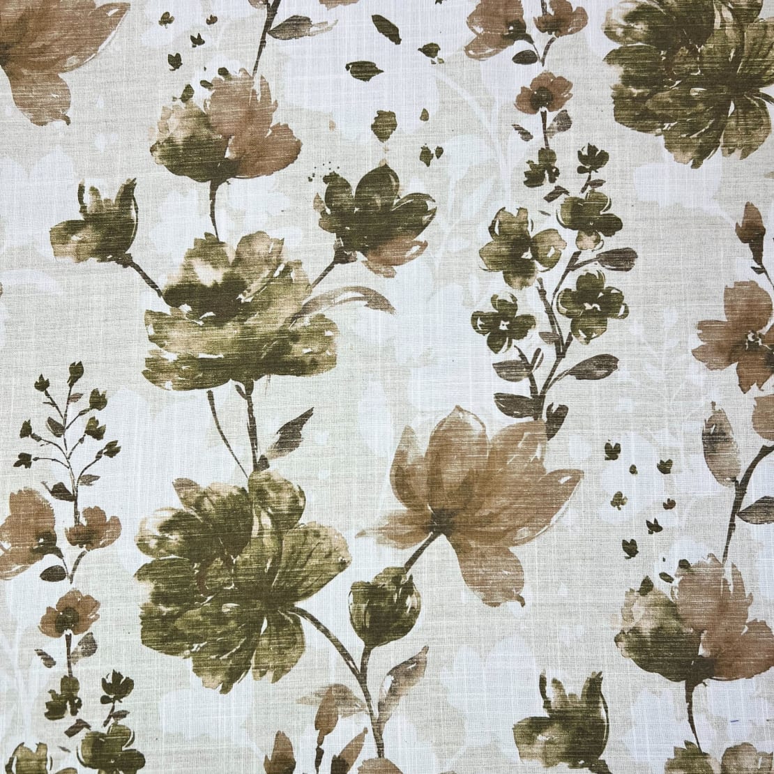 brown floral pinch pleated curtain panel