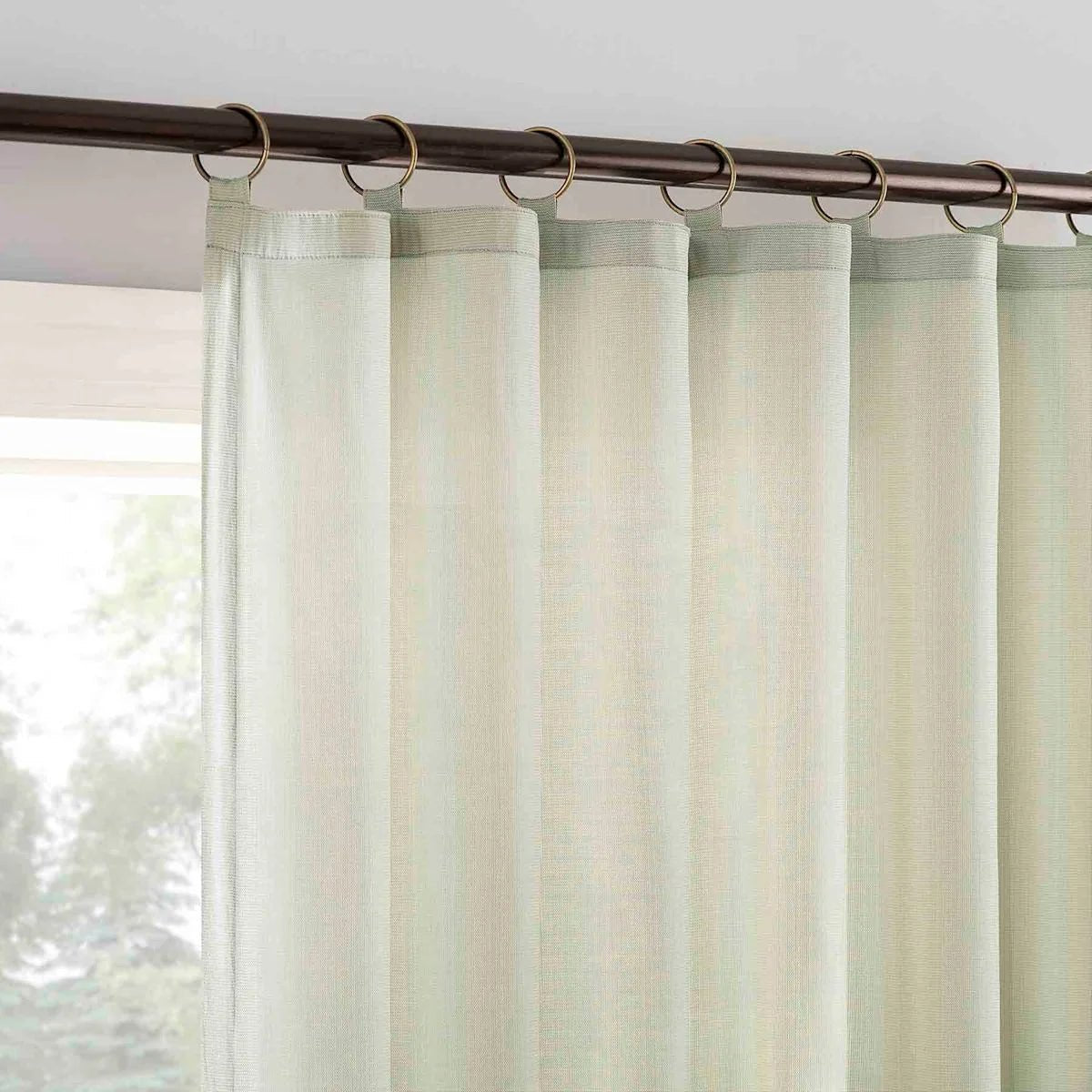 Lathan Grey Ring-Top Single Curtain Panel, 48 Inches Wide