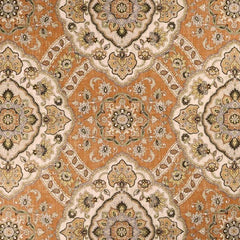 Close-up view of a terracotta-colored fabric with a floral pattern| Beautiful Windows Elgin
