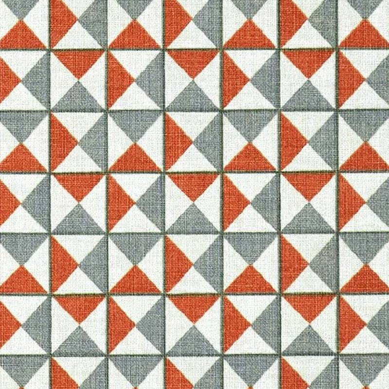 Denmark Orange-Grey—100% Polyester Fabric— Multi-Purpose Long Lasting — Width 52"Wide—Sold by the Yard