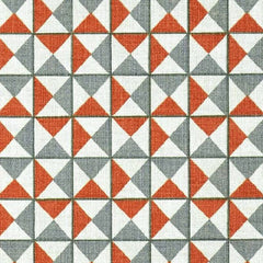 Denmark Orange-Grey—100% Polyester Fabric— Multi-Purpose Long Lasting — Width 52"Wide—Sold by the Yard