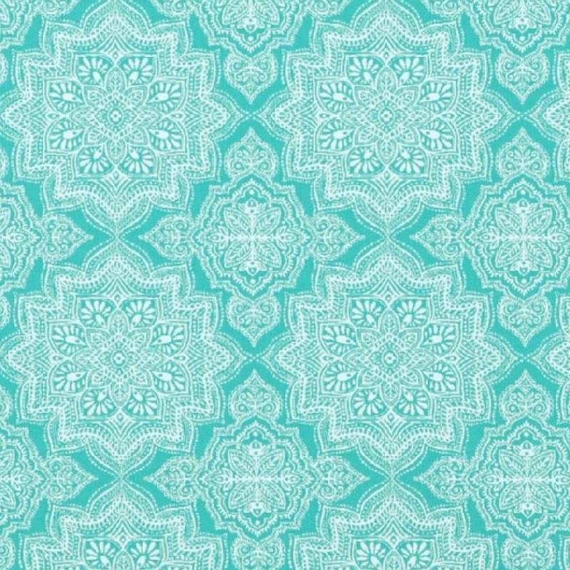 Turquoise Hue Medallion—High-Quality Fabric—100% Polyester—For Stylish Window Coverings—Sold by The Yard—54" Inches Wide