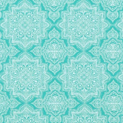 Turquoise Hue Medallion—High-Quality Fabric—100% Polyester—For Stylish Window Coverings—Sold by The Yard—54" Inches Wide