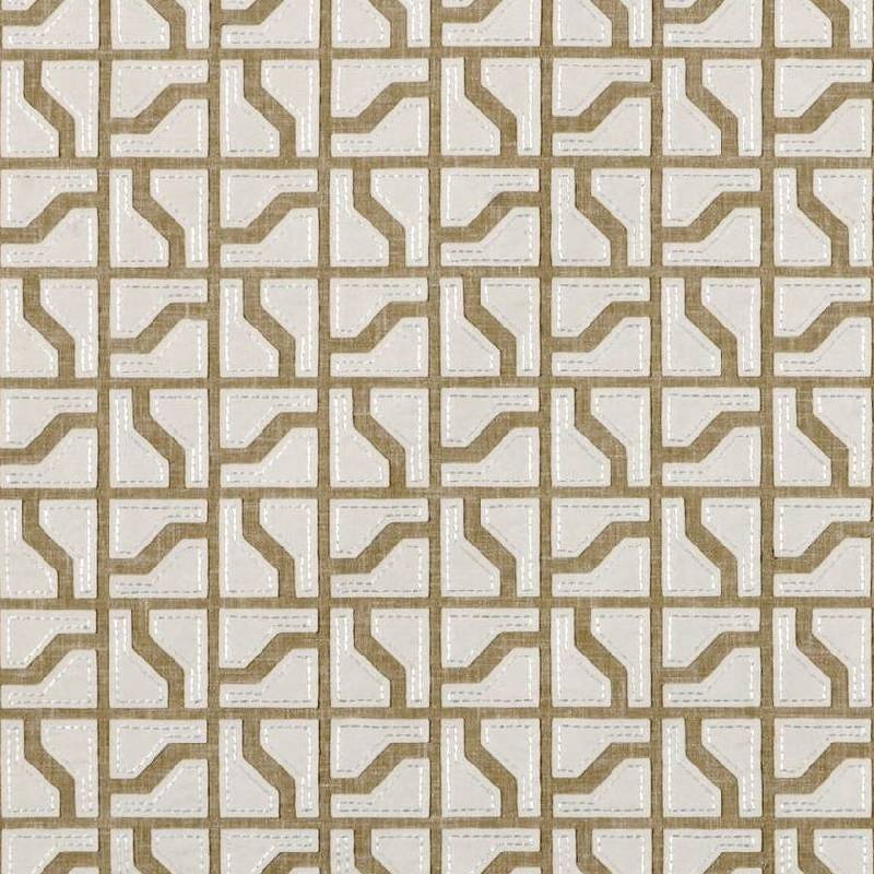Greystone Cut Embroidery khaki beige fabric sold by Beautiful Windows Elgin