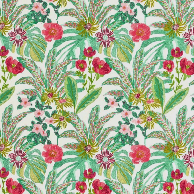 ABELIA TROPIQUE FLORAL EMBROIDERED DRAPERY FABRIC