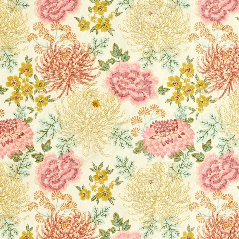 Jacinda Multi-Color Floral  Embroidered Fabric—100% Cotton—Quality Multi-Purpose —Sold by The Yard-52" Inches Wide