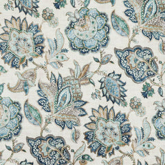 Aegean-Blue Floral—Window Curtain Fabric- Beautiful Windows Elgin