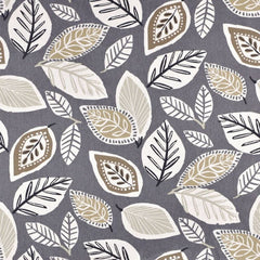 Crafted  From 100% Cotton Fabric—Leaf and Vines—Grey Ash—Window Curtains—54" Inches Wide—Sold by the Yard
