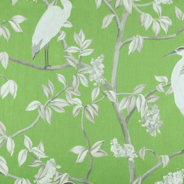 HERON FLORAL KIWI-GREEN DRAPERY FABRIC