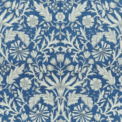 Pimpernel—Drapery Floral Fabric—Multi-Purpose Drapery—Cream-Blue—100% Cotton—Width 54" Inches Wide—Shipped Nationwide