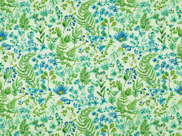 RENOIR 'POYLESTER CURTAIN & DRAPERY PANELS (GREEN/ BLUE FLORAL)