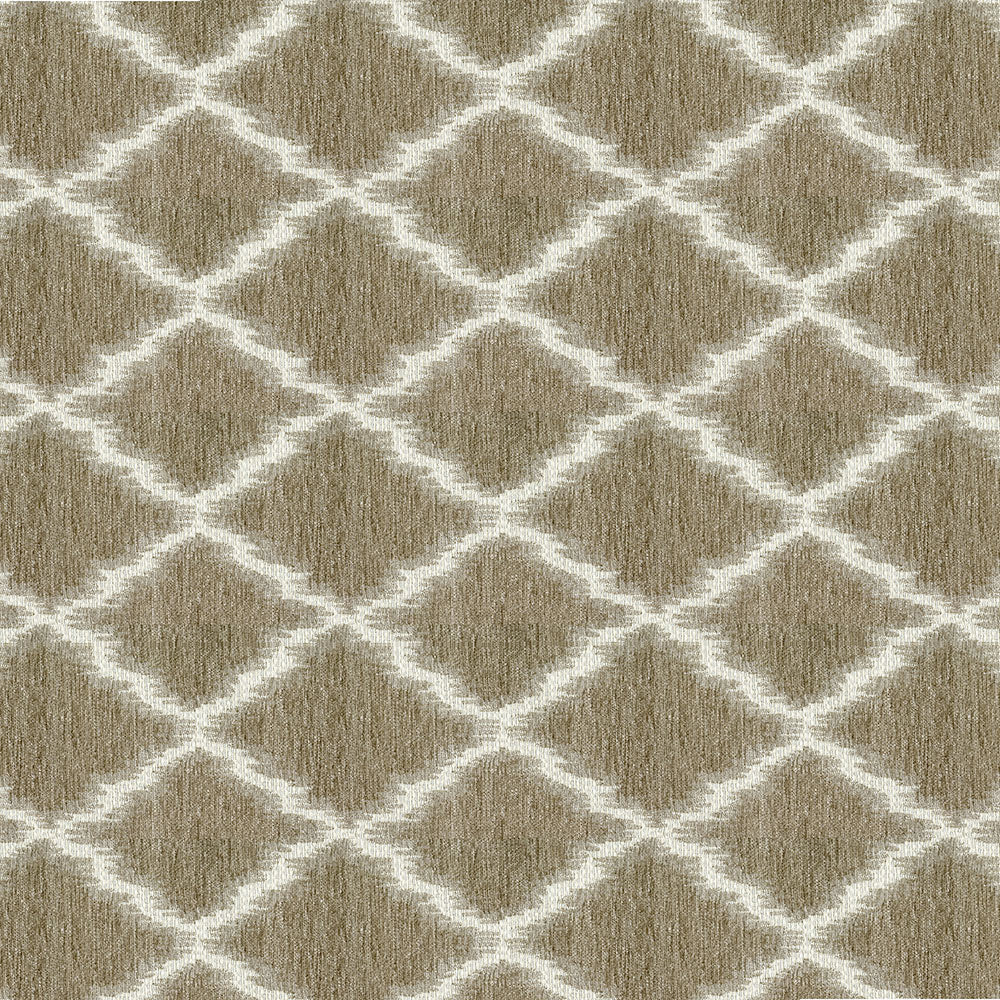 Lattice Neutral  Taupe & White Fabric—85% Polyester, 15% Cotton—Long-Lasting Performance—Sold by The Yard-52" Inches Wide—Nationwide Shipping