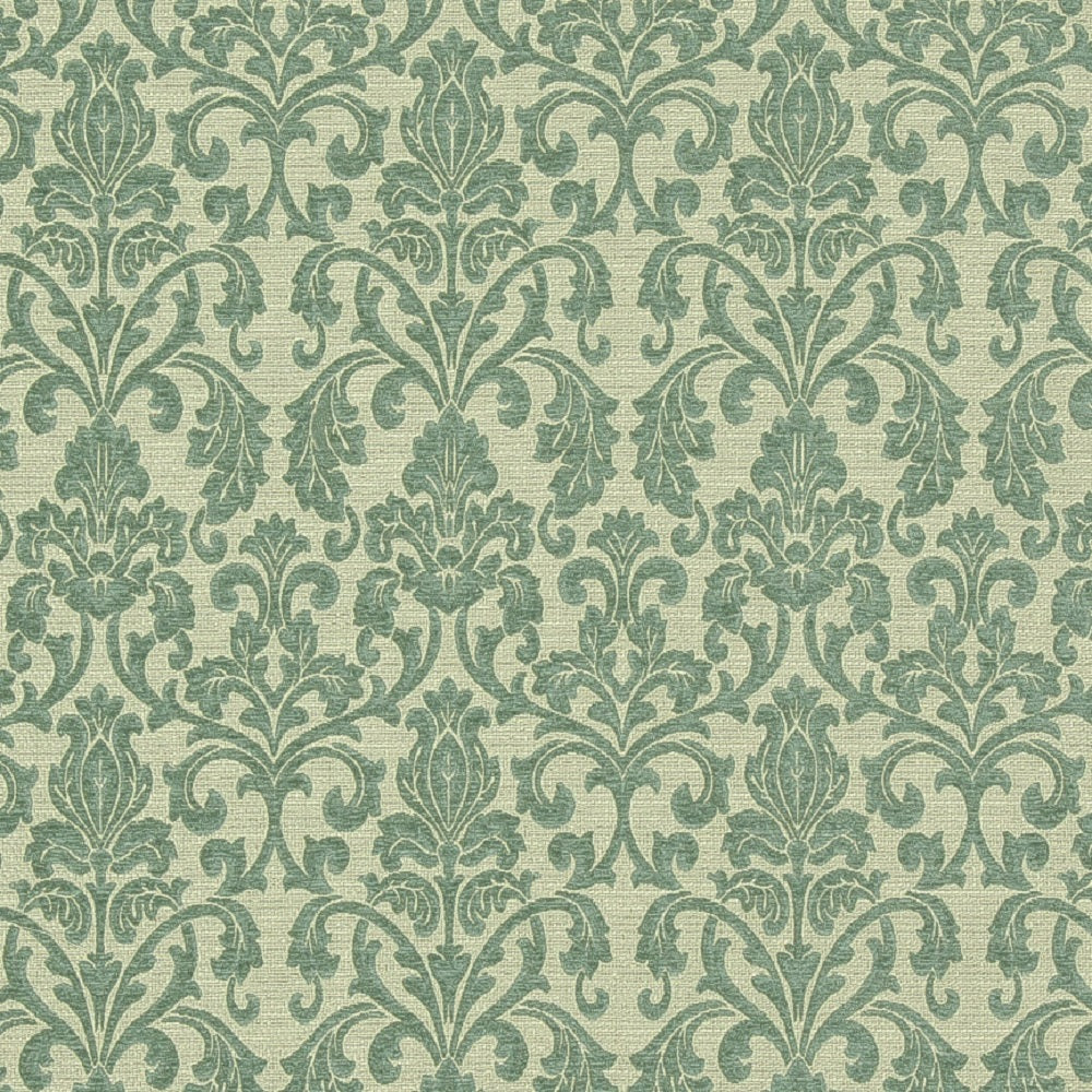 Ruskin Floral Fabric— Beige-Aqua Green—High-Quality—Multi-Purpose —100% Polyester —Sold by The Yard—54" Inches Wide
