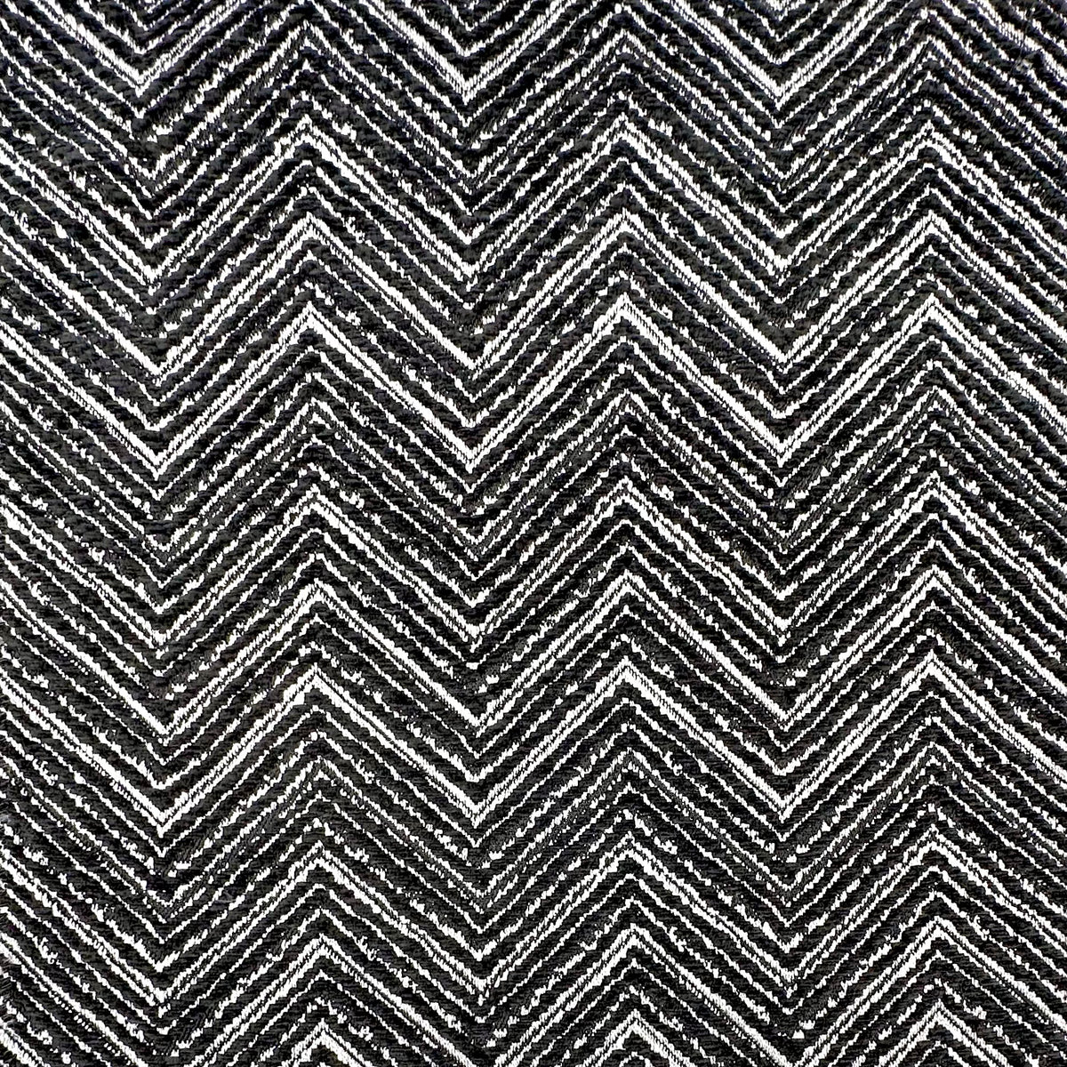 Raque Coal-Black—Chevron Herringbone Pattern—Upholstery Fabric—100% Polyester—Sold by the Yard—54" Inches Wide