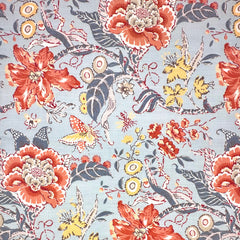 Wildflower Blue- For Custom Drapes Fabric-85% Polyester 15% Cotton-Sold by The Yard-Width 52" Inches